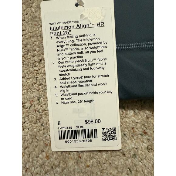 NWT Lululemon Align HR Pant 25” Size 8 (may be different color than in picture) - Picture 5 of 5